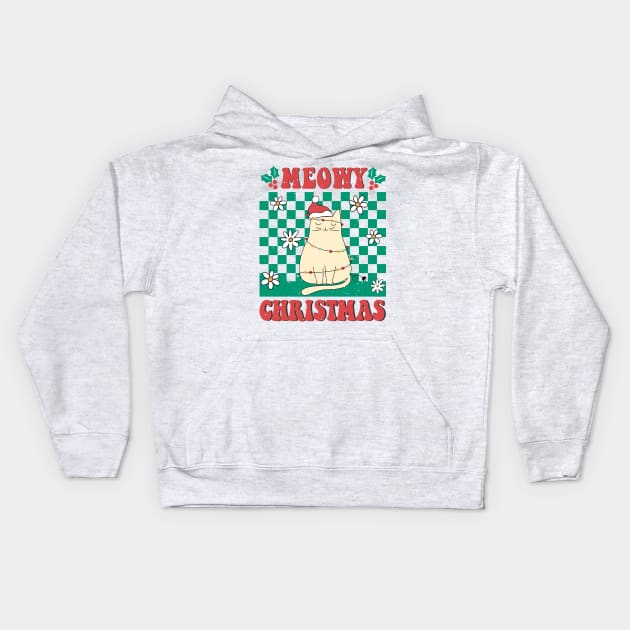 Meowy Christmas Kids Hoodie by Erin Decker Creative